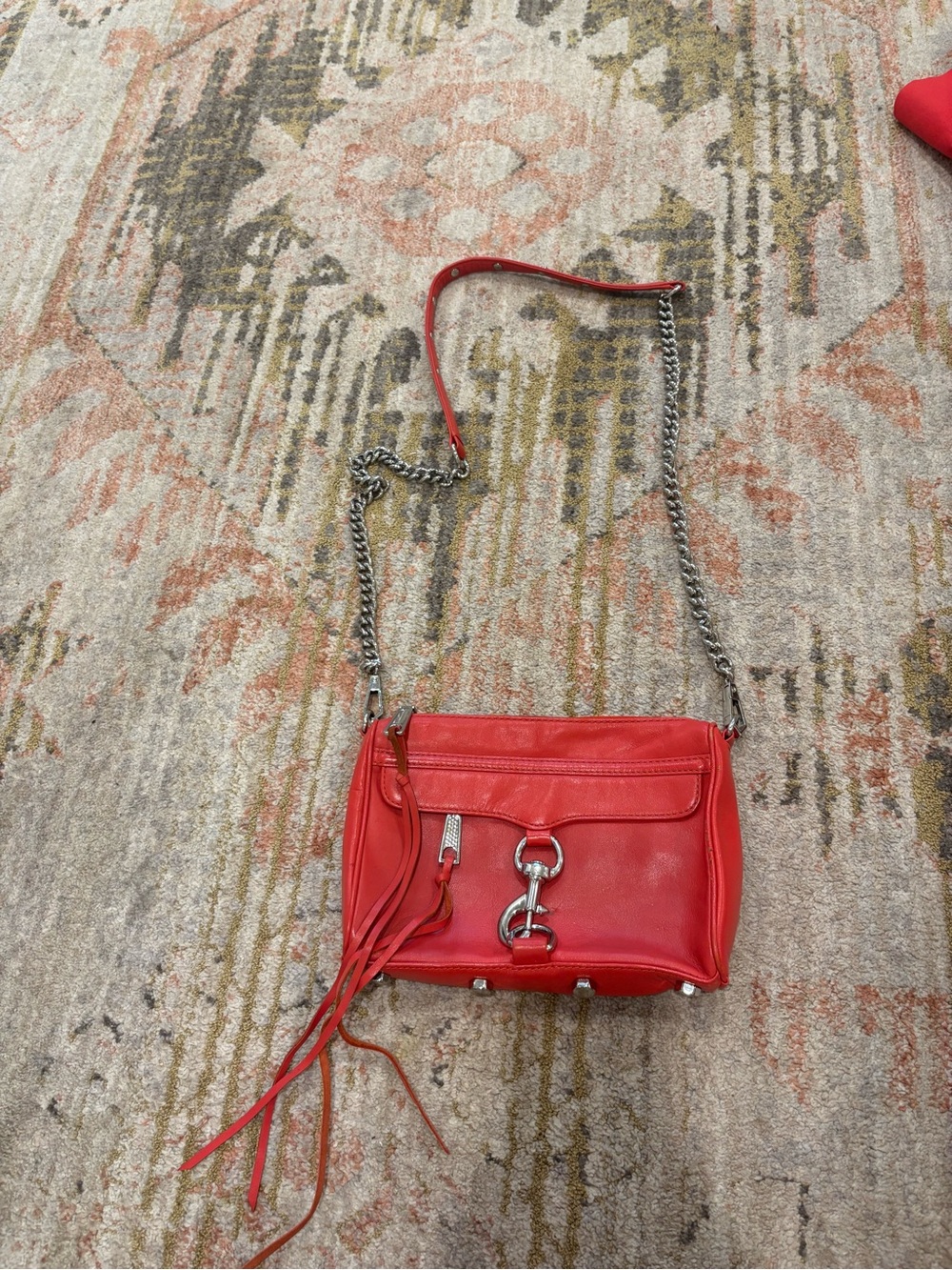 Rebecca Minkoff Red Leather Mini Mac Crossbody with Silver Hardware